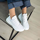 Шкіряні жіночі білі кросівки перфорація, фото 6