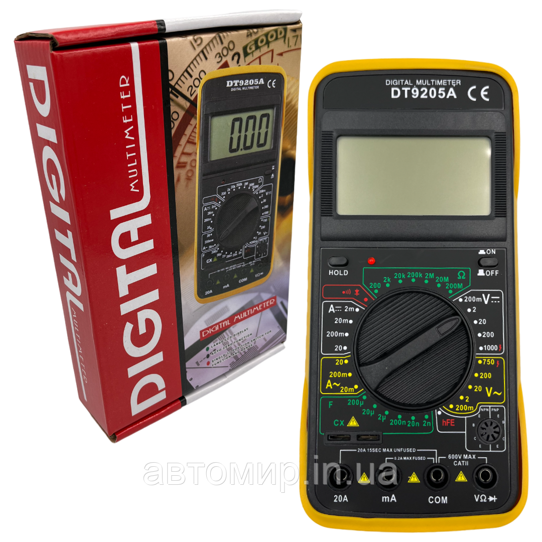Цифровий мультиметр тестер DT 9205A, фото 1