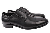 Туфлі чоловічі з натуральної шкіри на низькому ходу на шнурівці колір Чорний Basconi 757-21DT DL, код: 7366093