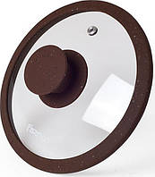 Крышка с силиконовым ободом Fissman стеклянная диаметр 28 см темно-коричневый мрамор DP113618 TN, код: 7428652