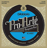 Струны для классической гитары D'Addario EJ46C Classical Silverplated Wound Nylon Hard Tensio NL, код: 6556962