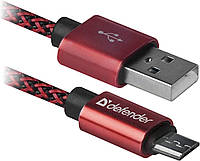 Кабель Defender USB08-03T USB(AM)-MicroBM 1.0m, Red (87801) (6488847) FT, код: 1870022