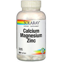 Мультиминеральный комплекс Solaray Calcium Magnesium Zinc 250 Veg Caps SOR04561 GR, код: 7676843