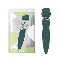 Клиторальный вибростимулятор Rose Dancer Wand Green Cnt KB, код: 8373853