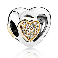 Серебряный шарм Pandora Золотое сердечко 791806CZ PP, код: 7359423