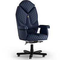 Кресло KULIK SYSTEM DIAMOND Экокожа с подголовником со строчкой Темно-синий (1-901-WS-MC-0213 PM, код: 1697040