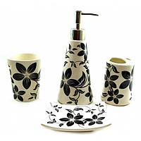 Набор для ванной комнаты Delizia «Цветы» керамический (DN32746B) GT, код: 7697328