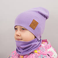 Детская шапка с хомутом КАНТА Лапка размер 48-52 сиреневый (OC-170) KB, код: 6489512