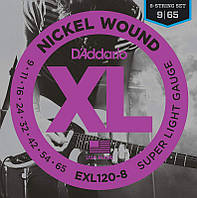 Струны для электрогитары D'Addario EXL120-8 Nickel Wound Super Light Electric 8-Strings 9 65 CP, код: 6839009