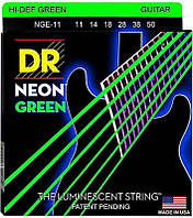 Струны для электрогитары DR NGE-11 Hi-Def Neon Green K3 Coated Heavy Electric Guitar Strings OB, код: 6556104