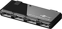 Перехідник обладнання Goobay USB2.0 A 1x4 (HUB) Pas SlimLine Black чорний (75.09.5670) DL, код: 7454903