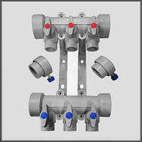 Комплект коллекторов с шаровыми кранами на 3 выхода полипропилен (Чехия)