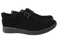 Туфлі чоловічі з натуральної замші на низькому ходу на шнурівці колір Чорний Van Kristi 34-8 UM, код: 7365231
