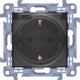 Розетка електрична Simon 10 із заземленням 16 А Графітова (CGSZ1B.01/49A)