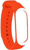 Ремінець UWatch Double Color Replacement Silicone Band For Xiaomi Mi Band 3/4 Orange/White Line