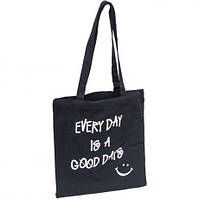 Эко - сумка с ручками 35*37см черная "Every day is a good days" 3537-1