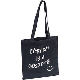 Еко - сумка з ручками 35*37см чорна "Every day is a good days" 3537-1