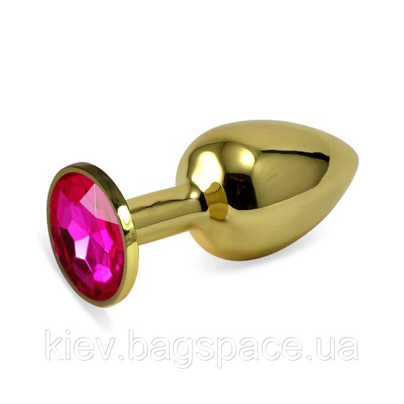 Золота анальна пробка з рожевим каменем Rosebud Anal Plug Small Bdsm4u KB, код: 8180433