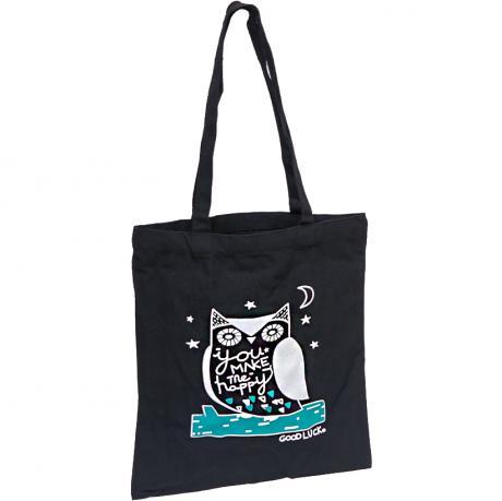 Еко - сумка з ручками 35*37см чорна "Сова" 3537-3 KNZ