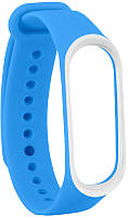 Ремінець UWatch Double Color Replacement Silicone Band For Xiaomi Mi Band 3/4 Light Blue/White Line