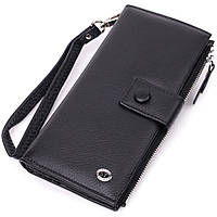 Женский вертикальный кошелек-клатч из натуральной кожи ST Leather 22537 Черный PM, код: 8389018