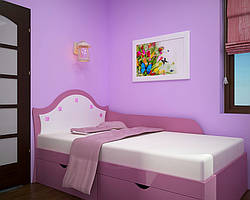 Кровать для детской "Принцесса"  с 2-х сторонним матрасом  900х1900 зима/лето и стеклянным фьюзингом от компании Украинский Стандарт