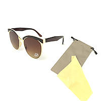 Солнцезащитные очки FlyBy Lolita с металической золотой оправой с молочно-коричневыми вставка BX, код: 7416143