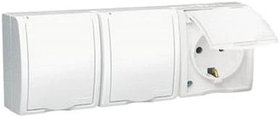 Розетка накладного монтажу з кришкою 1x з заземленням Simon Aquarius IP54 (AQGSz1/11)