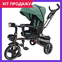 Детский велосипед с родительской ручкой трехколесный Turbo Trike MT 1003-4 зеленый