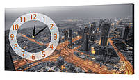 Настенные часы ProfART на холсте 30 x 53 см Ночной город (07_S) EJ, код: 1225788