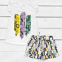 Майка с шортами для девочки Dexters letter 110 см белый фиолетовый PS, код: 8418410
