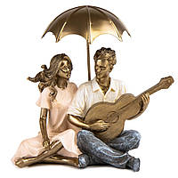 Фигурка декоративная Lefard Lovers under an umbrella 17x18x11 cm Золотистый (AL186620) SN, код: 7887652