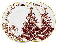 Сервировочные тарелки в наборе 2 штуки диаметр 19 см Рождественские AL120801 Lefard SK, код: 8381785