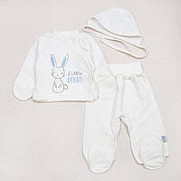 Комплект из трех предметов в роддом с начесом Dexter s bunny 56 см Молочный FS, код: 8372645