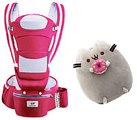 Хипсит, Эрго-рюкзак, кенгуру переноска Baby Carrier 6 в 1 Красный и Пушин кэт с пончиком (vol MY, код: 2735021