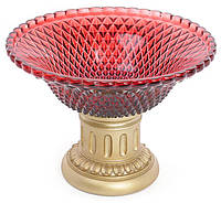 Конфетница Adeola диаметр 25.8см со стеклянной чашей, рубин Bona DP40721 TH, код: 6674223