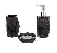 Набор аксессуаров для ванной комнаты 3 предмета Черный мрамор Bona Di 851-318 TH, код: 8325521