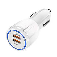 Зарядное устройство автомобильное Xiamen 2USB PD18W QC 3.0 White (050556) EJ, код: 8404659