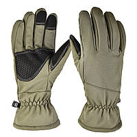 Водоотталкивающие ветрозащитные Softshell на флисе зимние перчатки Solve XL Олива 9002-XL EM, код: 8447196