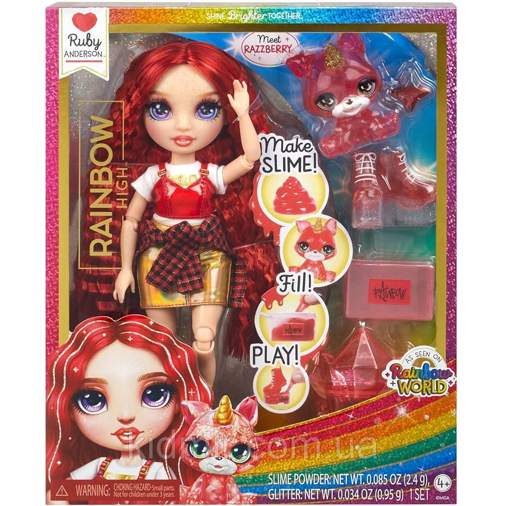 Лялька Рейнбоу Хай Рубі зі Слаймом і вихованцем Rainbow High Ruby Slime Kit and Pet 503163
