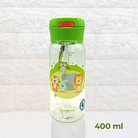 Пляшка для води CASNO 400 мл KXN-1195 Зелена (Малята-звірята) з соломинкою GB, код: 6516279