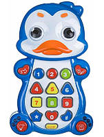 Музыкальный развивающий телефон Пингвиненок Limo Toy 7614 UA синий FT, код: 8357600