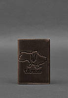 Кожаная обложка для паспорта с картой Украины темно-коричневый Crazy Horse BlankNote DL, код: 8132083