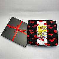 Бокс носков для девушек на подарок длинных демисезонных крутых с яркими красочными рисунками FG