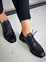 Черные туфли натуральная кожа на шнуровке
