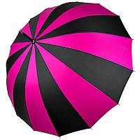 Женский зонт-трость на 16 спиц с контрастными секторами полуавтомат от фирмы Toprain розовый UD, код: 8324154
