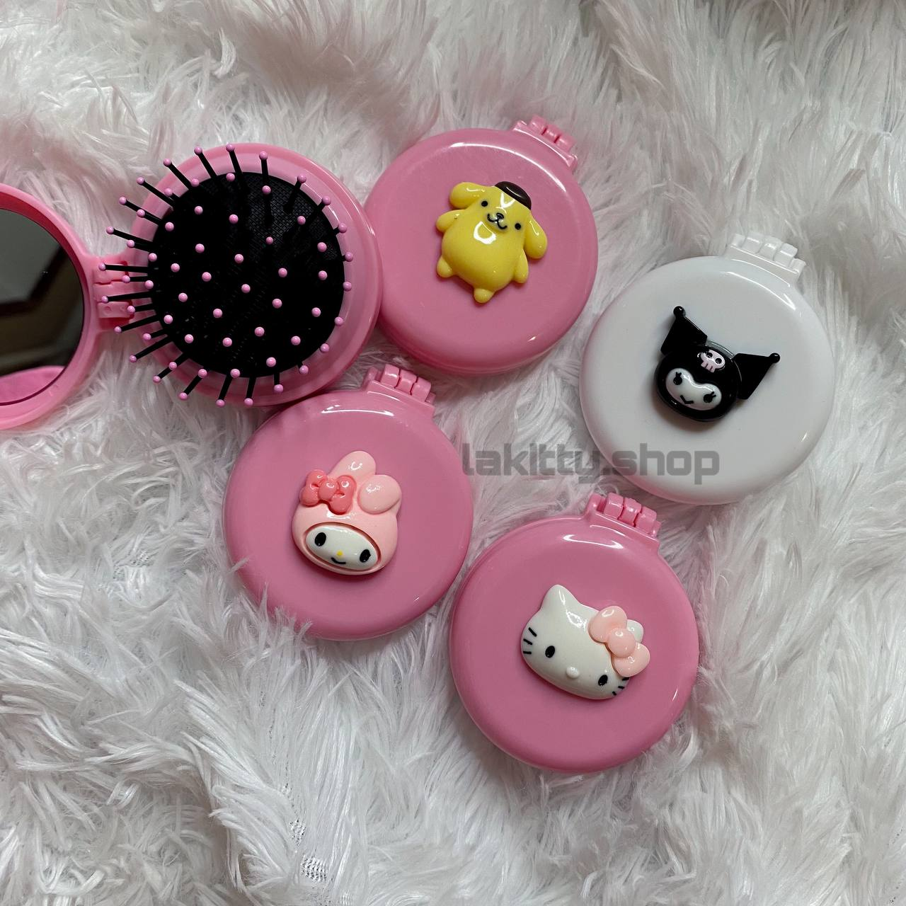 Гребінець із дзеркалом жіночий дитячий Хеллоу киті hello kitty рожевий чорний синій