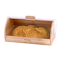 Коробка из дерева для хранения хлеба с откидной крышкой из пластика 36см KL225622 Kamille ES, код: 8393797