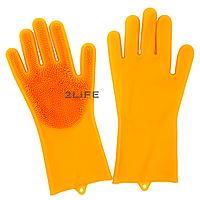 Перчатки силиконовые многофункциональные уборка, чистка, мытье посуды, ухваты 2Life Оранжевый DS, код: 1680514