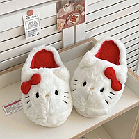 Пухнасті кімнатні капці Hello Kitty домашні дівчачі хеллоу киті тапки дитячі розмір
